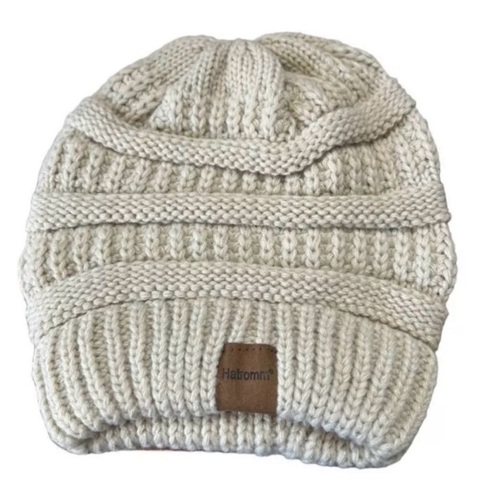 NEW Hatromm Cream Beige Knit Beanie Winter Cap